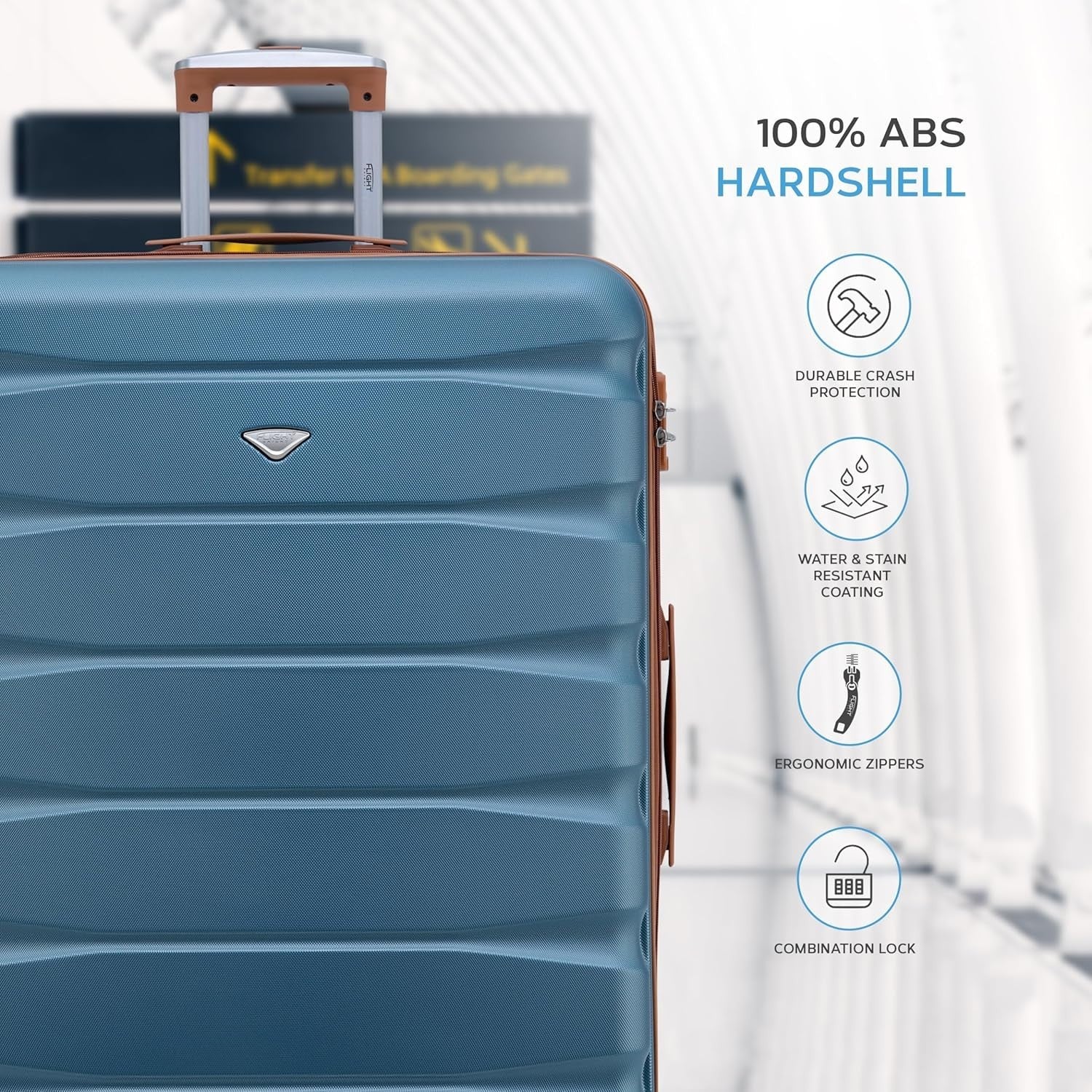 Medium 25” Checked Suitcase ABS Hard Shell 4 Wheel Spinner Lock