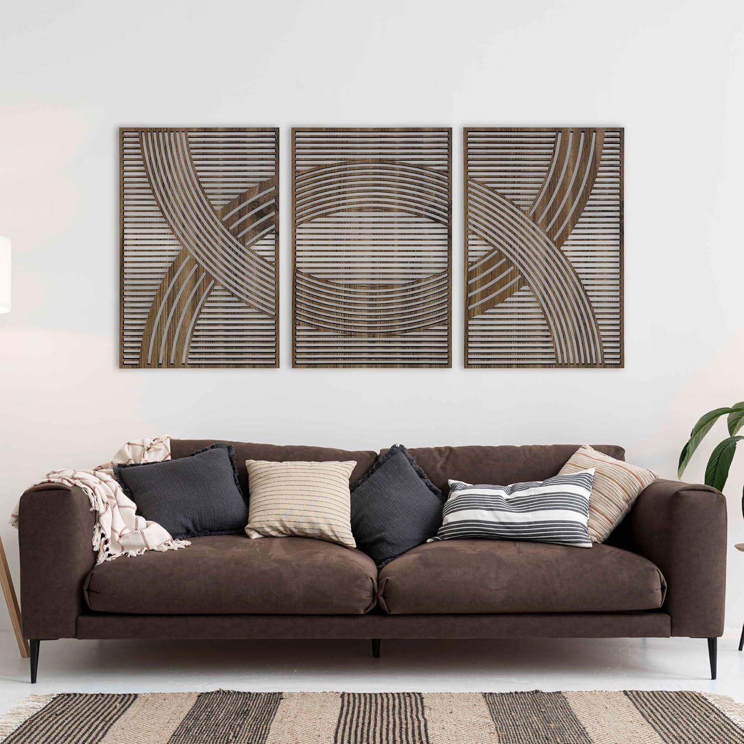 Large Boho Wood Wall Art Mid Century Modern Rustic Panel Decor