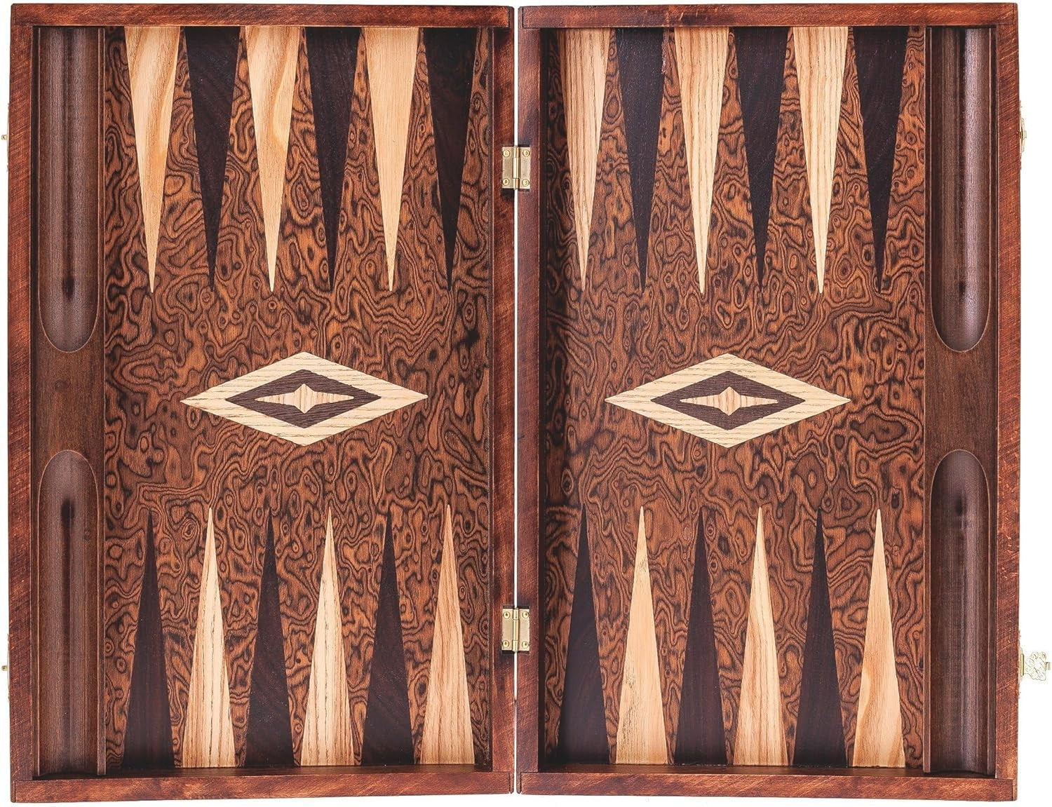 Walnut Wood Backgammon Set Large Handmade Folding Board with Storage Slots