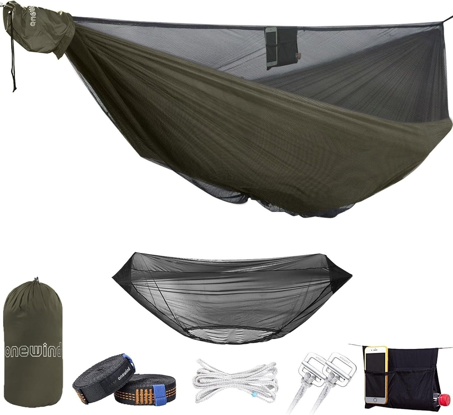 Camping Hammock w/ Mosquito Net 500lbs 11FT | Lightweight, Ripstop Nylon