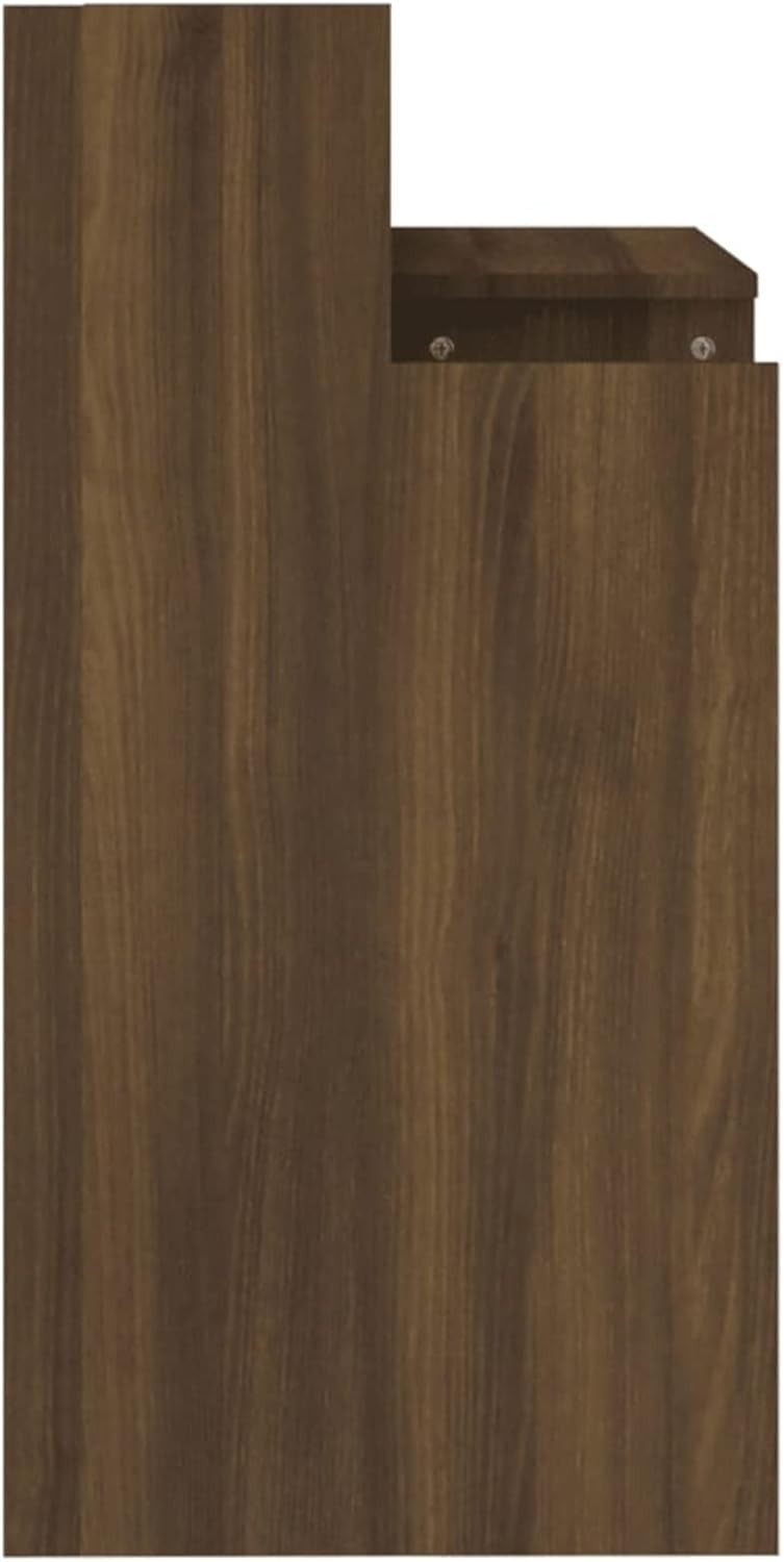 Modern LED Computer Desk 97x45x90cm Brown Oak Workstation Table for Home