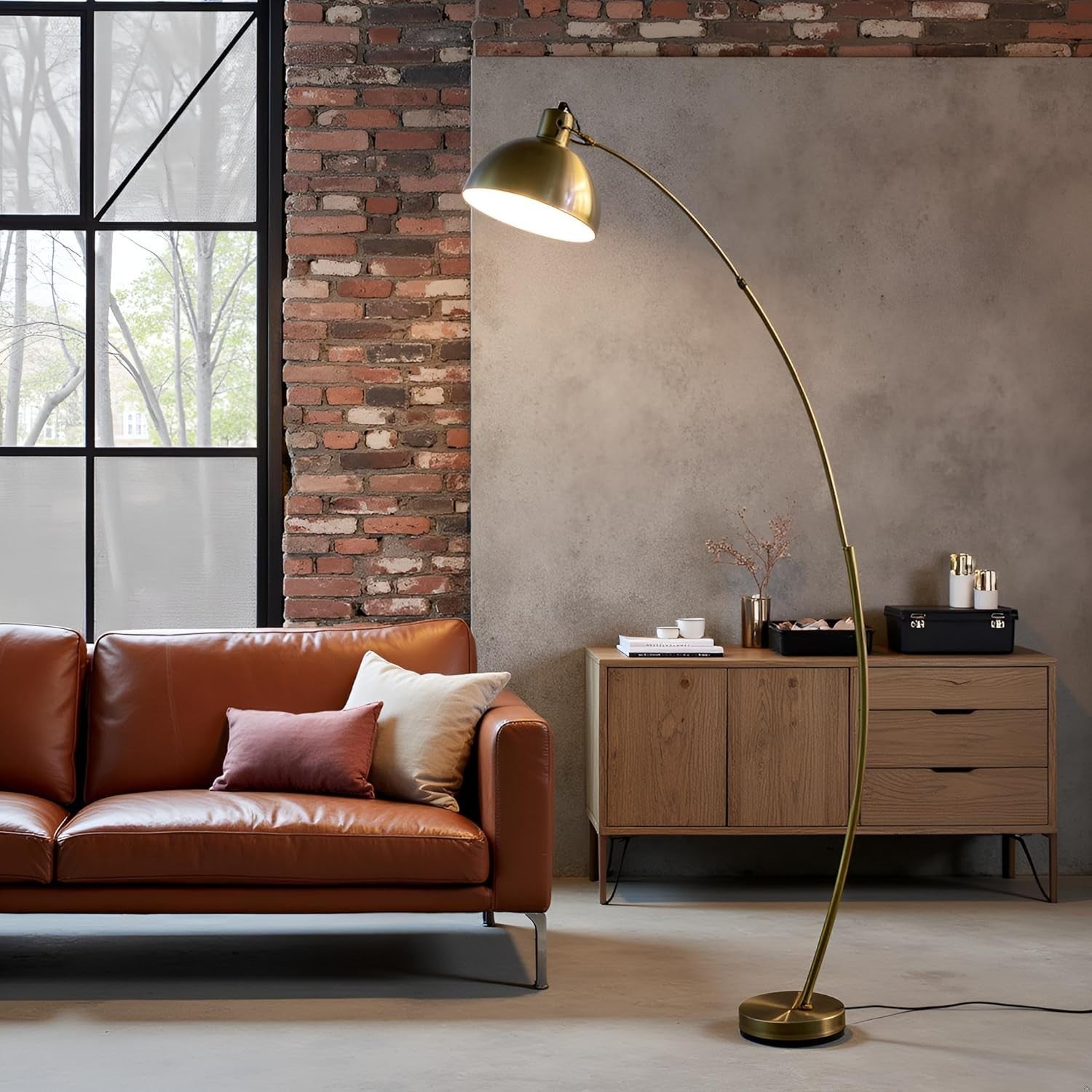 Tall Brass Arc Floor Lamp Modern Marble Base E27 Reading Light 165cm