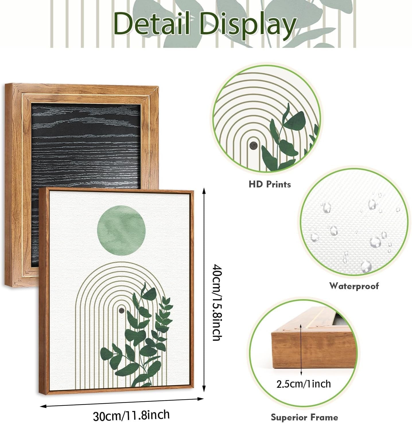 Boho Terracotta Green Abstract Canvas Wall Art Set 30x40cm