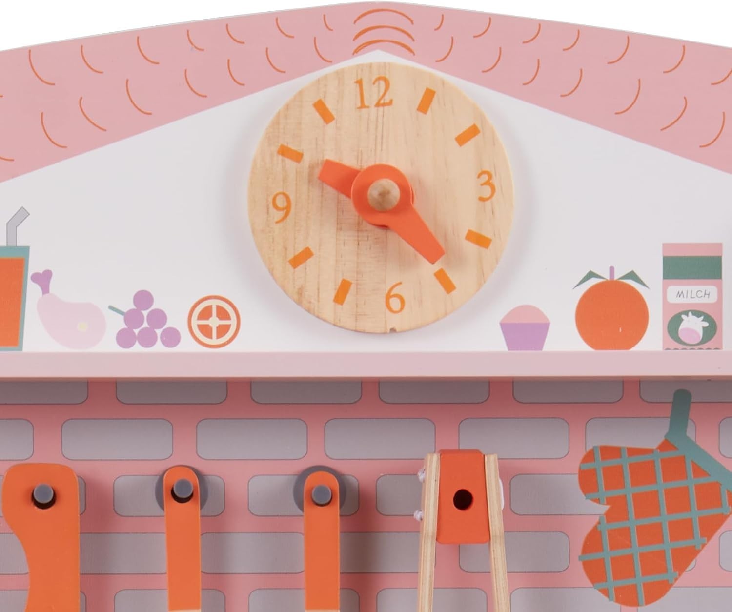 Kids Wooden Play Kitchen Pink w/ BBQ Grill Sound Accessories Set