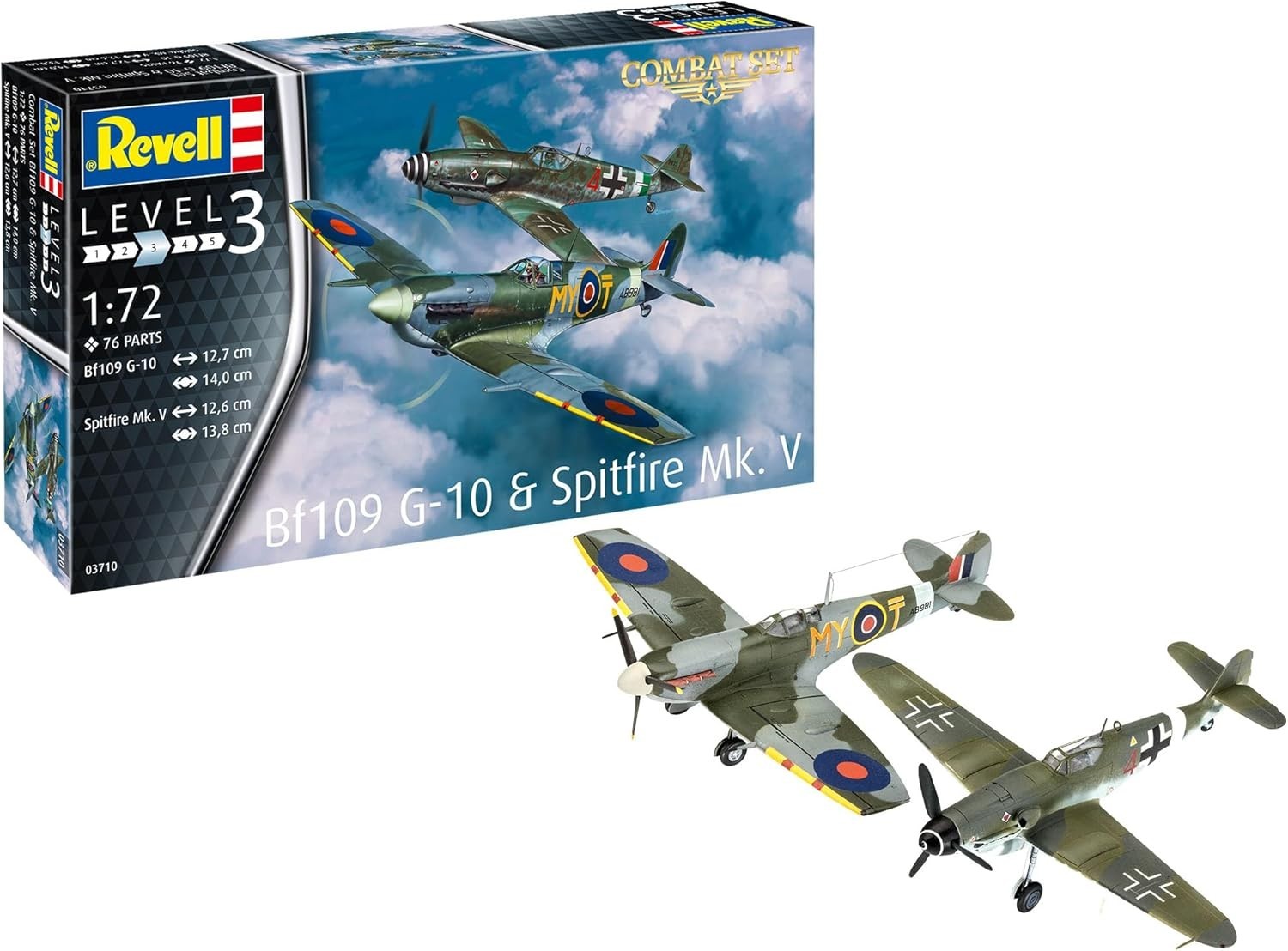 1:72 Scale Bf109G-10 & Spitfire Military Aircraft Model Kit Unpainted