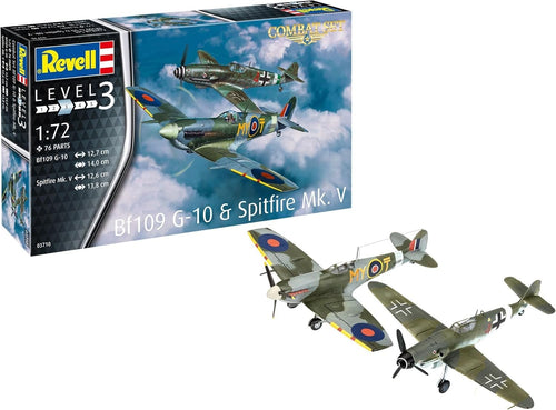 1:72 Scale Bf109G-10 & Spitfire Military Aircraft Model Kit Unpainted