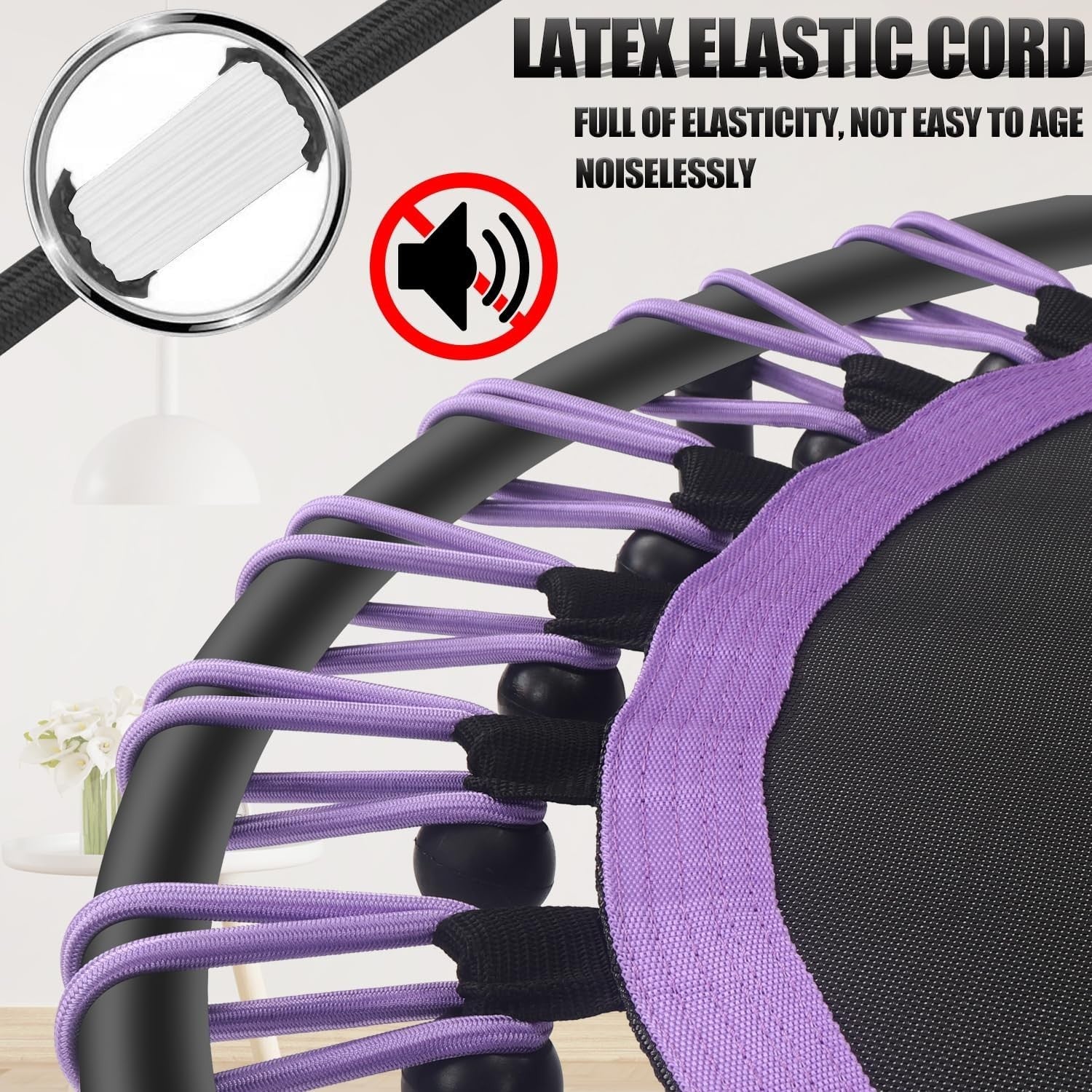 40in Silent Fitness Rebounder Trampoline Bungee Indoor Cardio 150kg