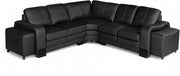 Genuine Leather Black 5-Seater Corner Sofa with Ottomans – Durable & Stylish