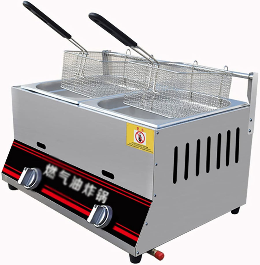 LPG Gas Countertop Deep Fryer Stainless Steel 6L / 12L Commercial