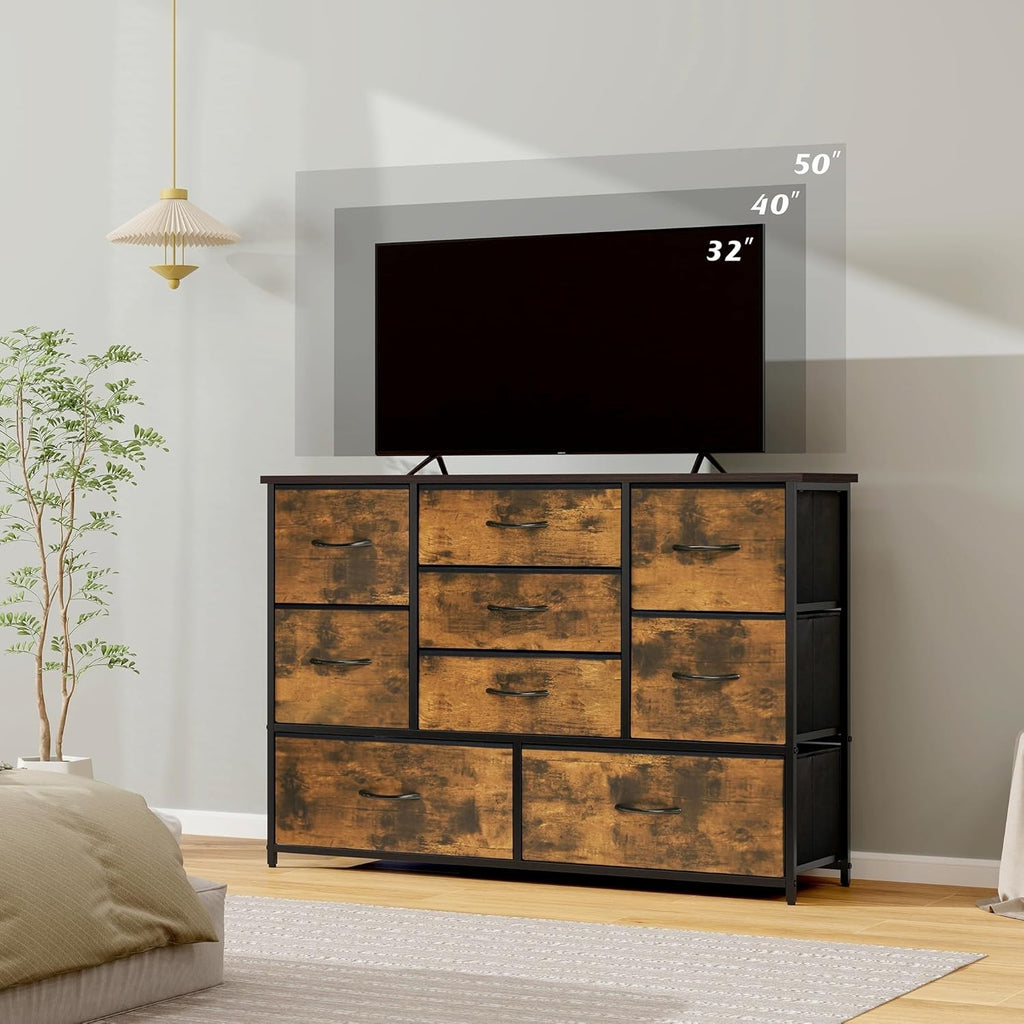 9 Drawer Fabric Dresser Storage Organizer | Bedroom, Living Room, Nursery