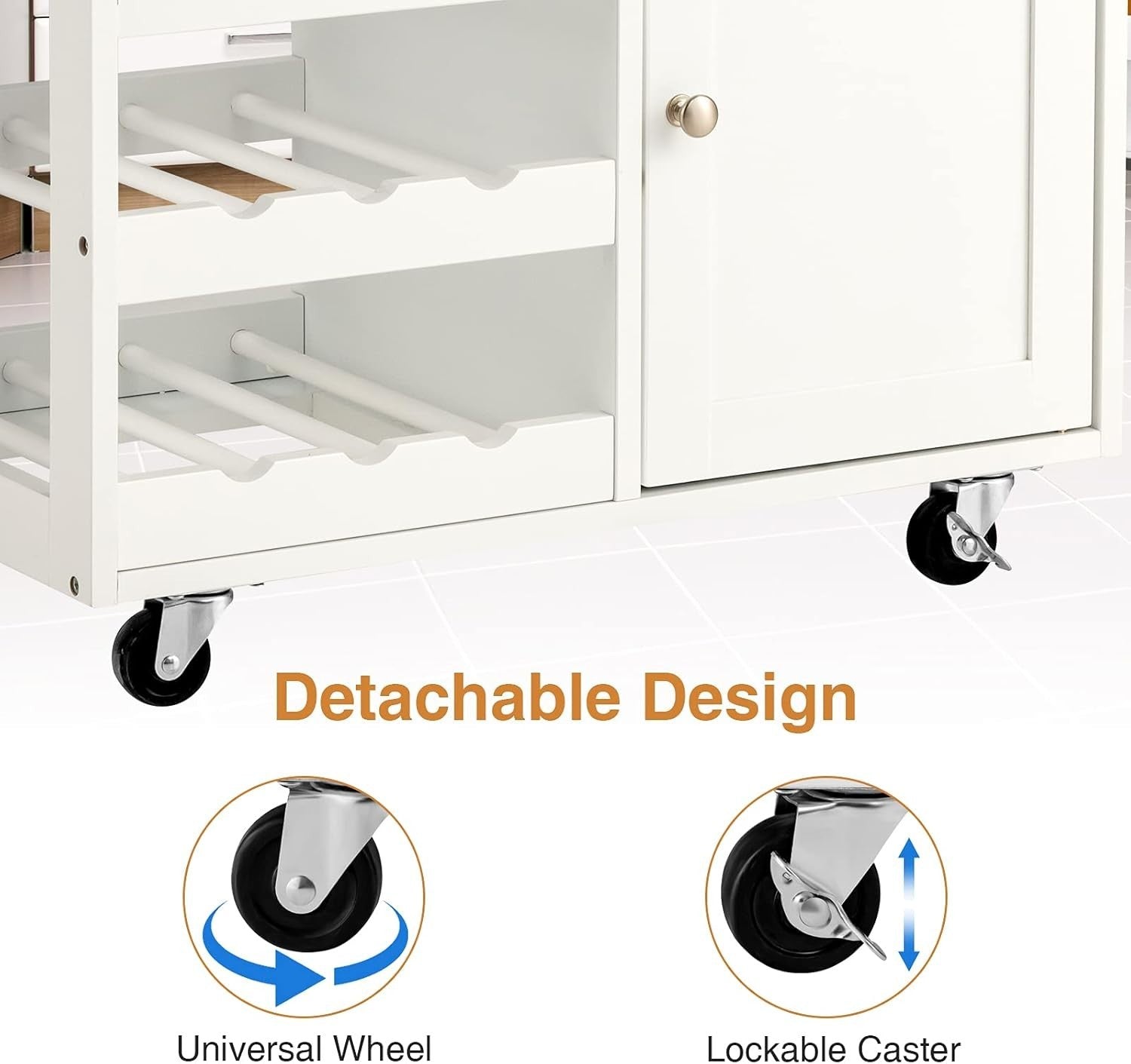 Kitchen Serving Trolley Cart Drawer Wine Rack Cabinet