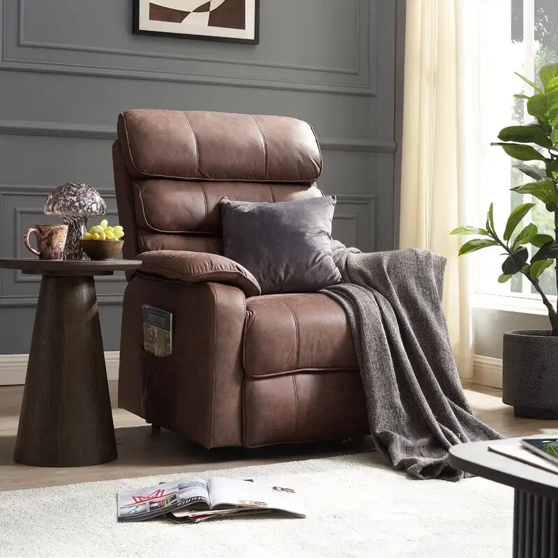 Brown Electric Riser Recliner Armchair with Lift & Remote | Faux Leather
