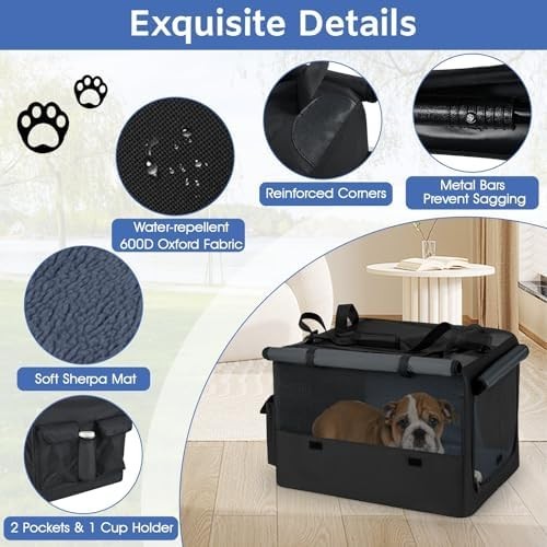 Foldable Pet Carrier Bag with Mesh, Cushion & Extendable Travel Space