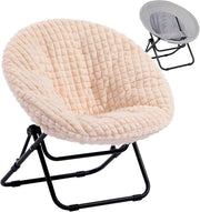 Comfy Faux Fur Folding Moon Chair - Portable Lounge Chair for Living Room