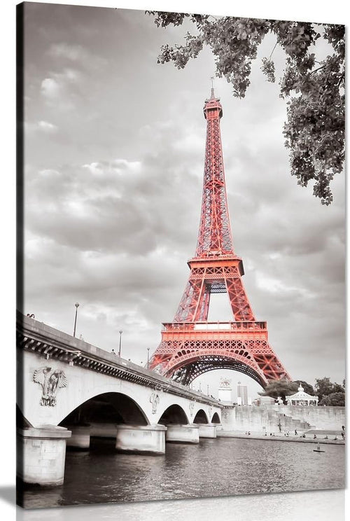 Eiffel Tower Paris Canvas Wall Art 12x8 Framed Modern Print