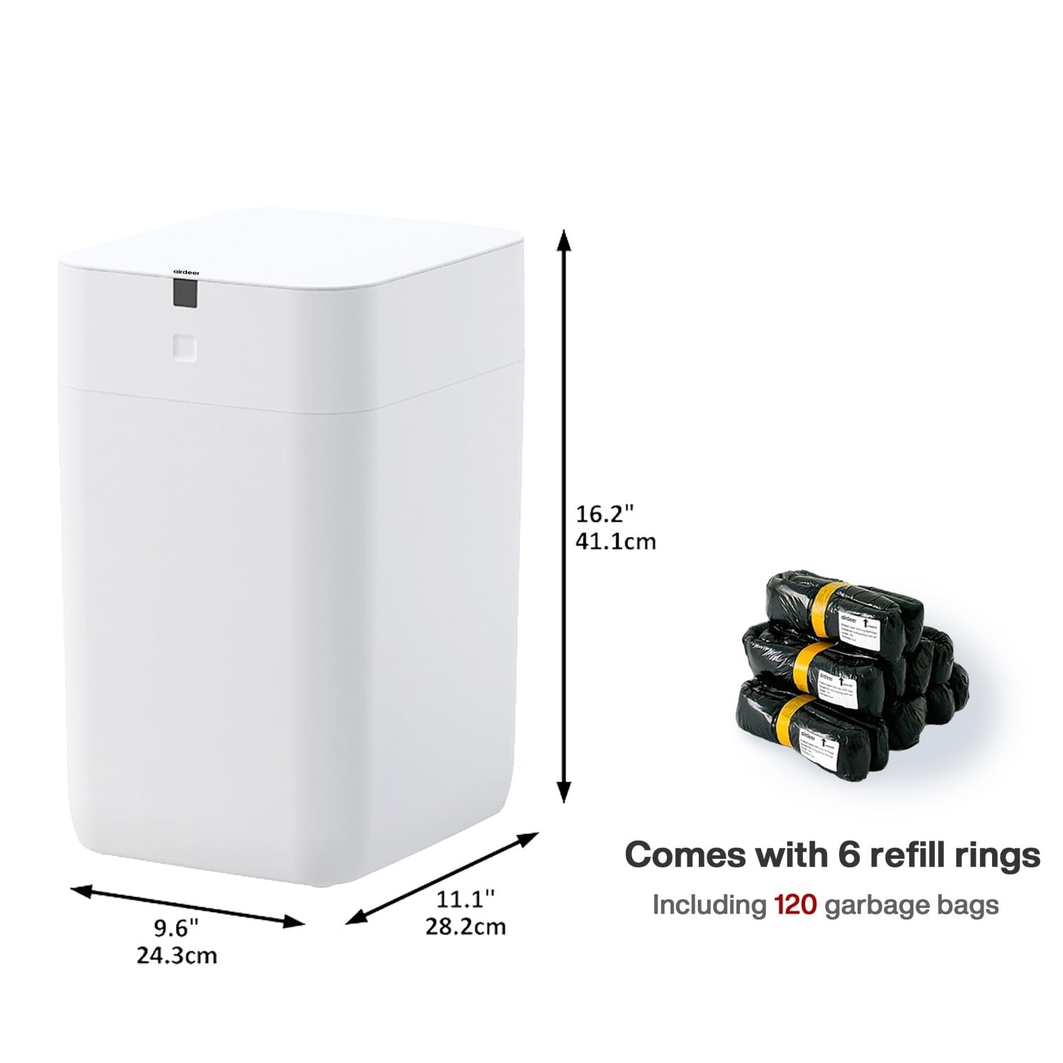4-Gallon Touchless Smart Trash Can – Automatic Self-Sealing Bin White
