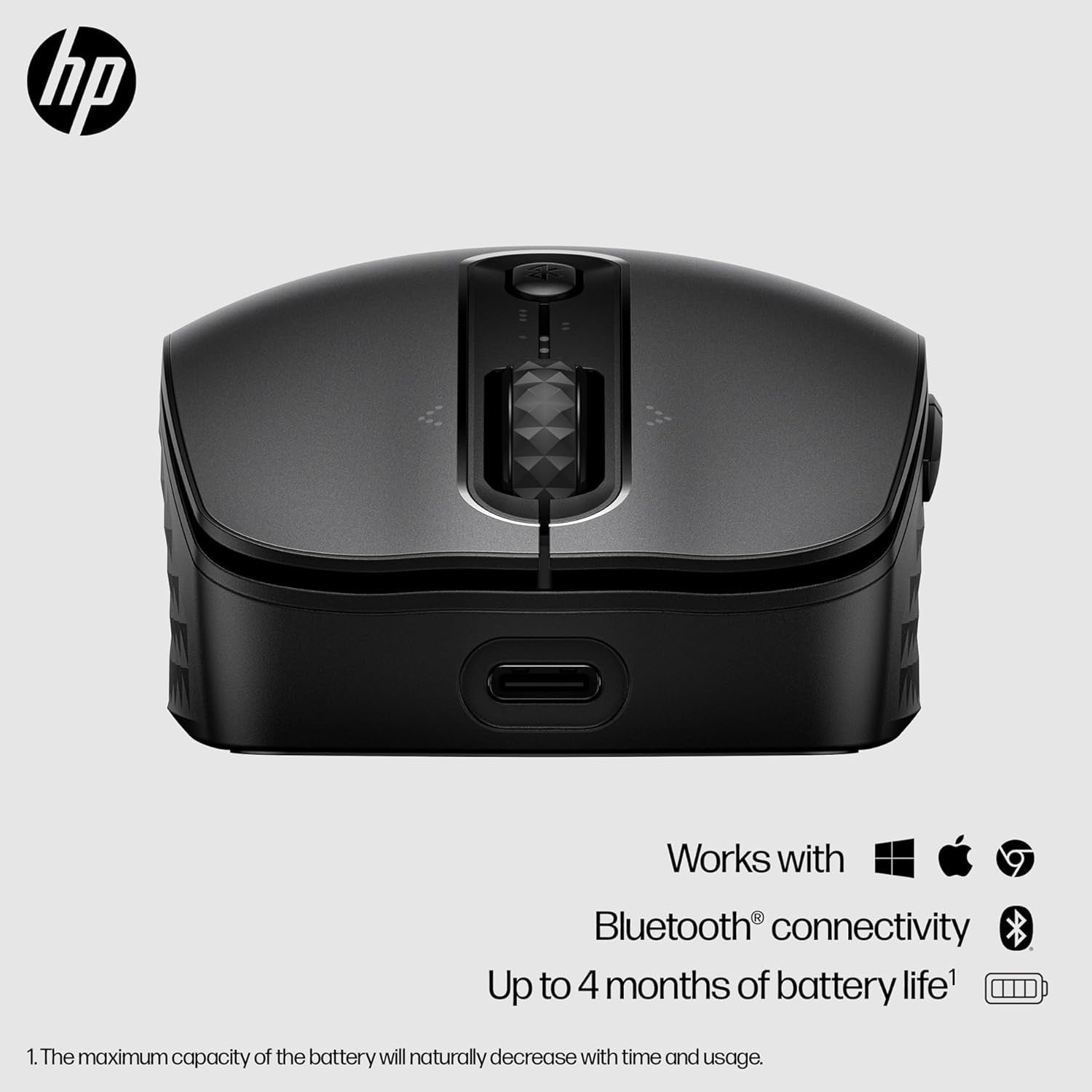 Qi Wireless Charging Mouse 4000 DPI Bluetooth Multi-Device Black