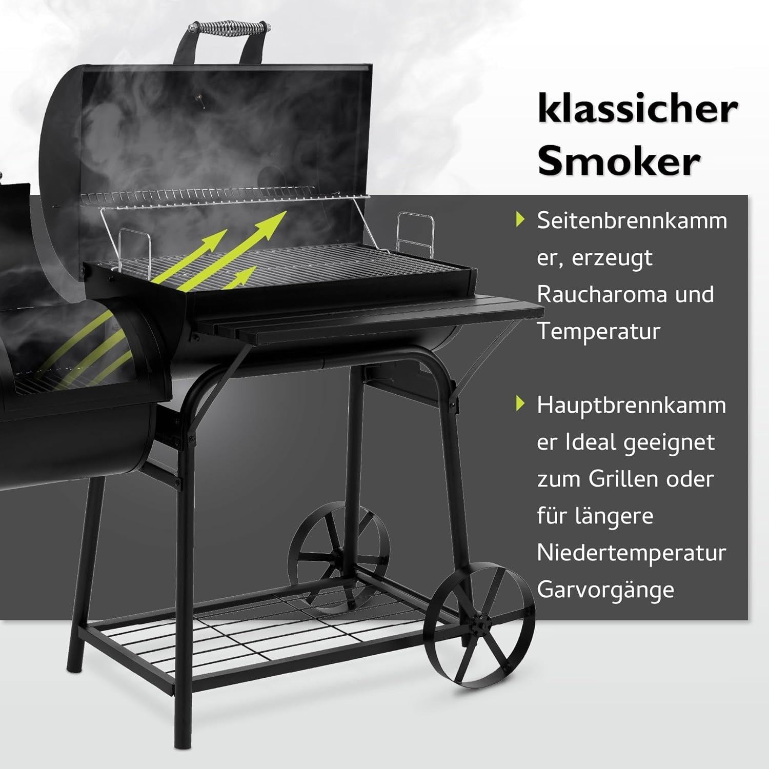 Offset BBQ Smoker Barrel Grill – Large Charcoal Outdoor Barbecue