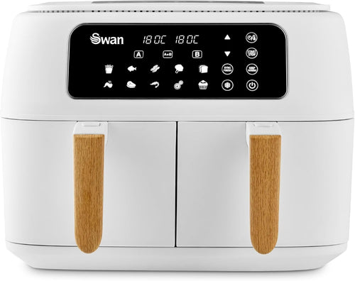 8L Dual Zone Air Fryer 1600–1800W | 13-in-1 Presets | Nordic White