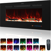 122cm Wall Mounted Electric Fireplace Heater LED Flame Remote Recessed