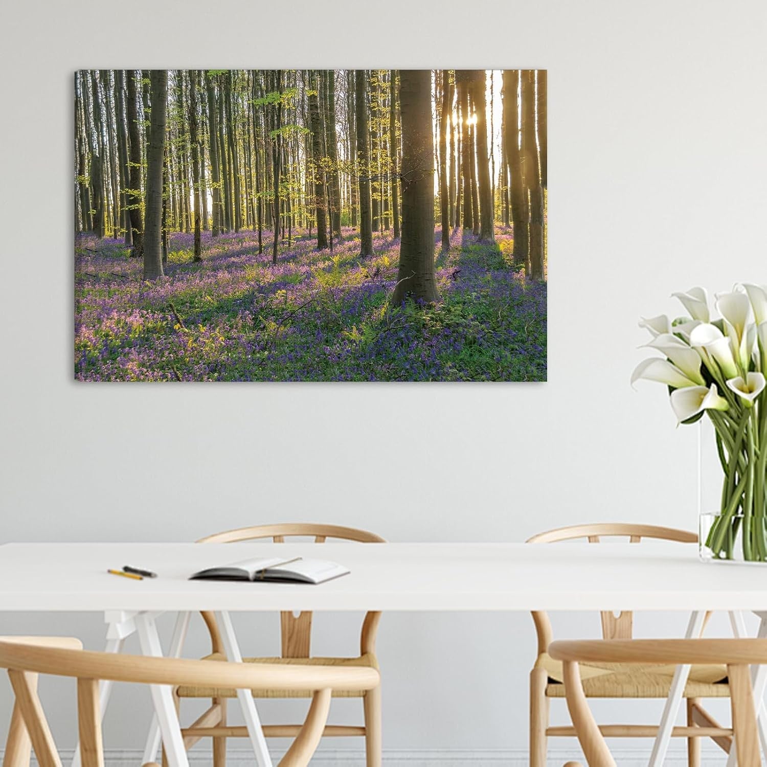 Forest Canvas Wall Art Sunrise Woodland Landscape Framed Nature Decor 40x30cm