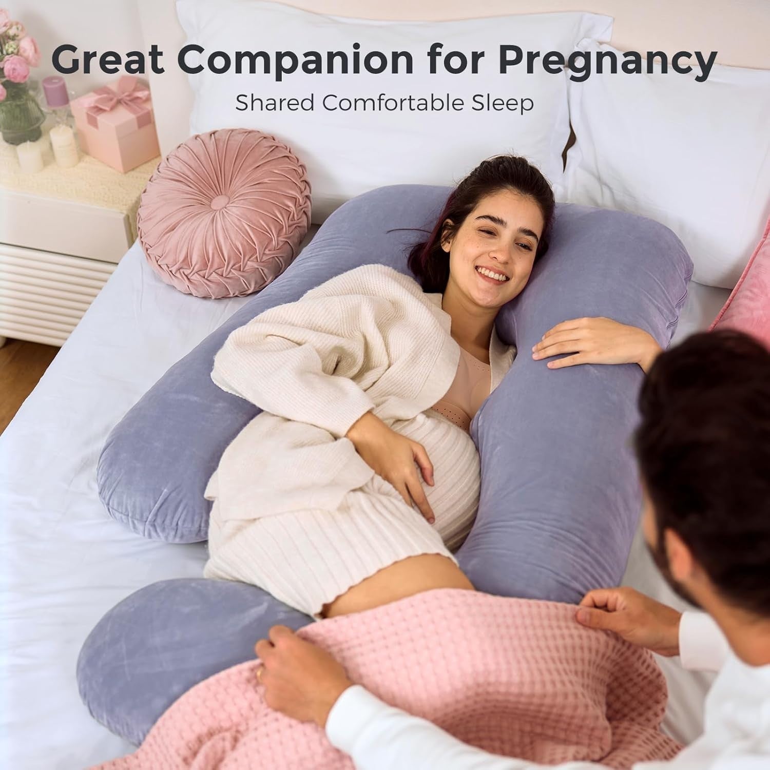 Pregnancy Pillow 57” U Shape Full Body Support Maternity Sleep Cushion