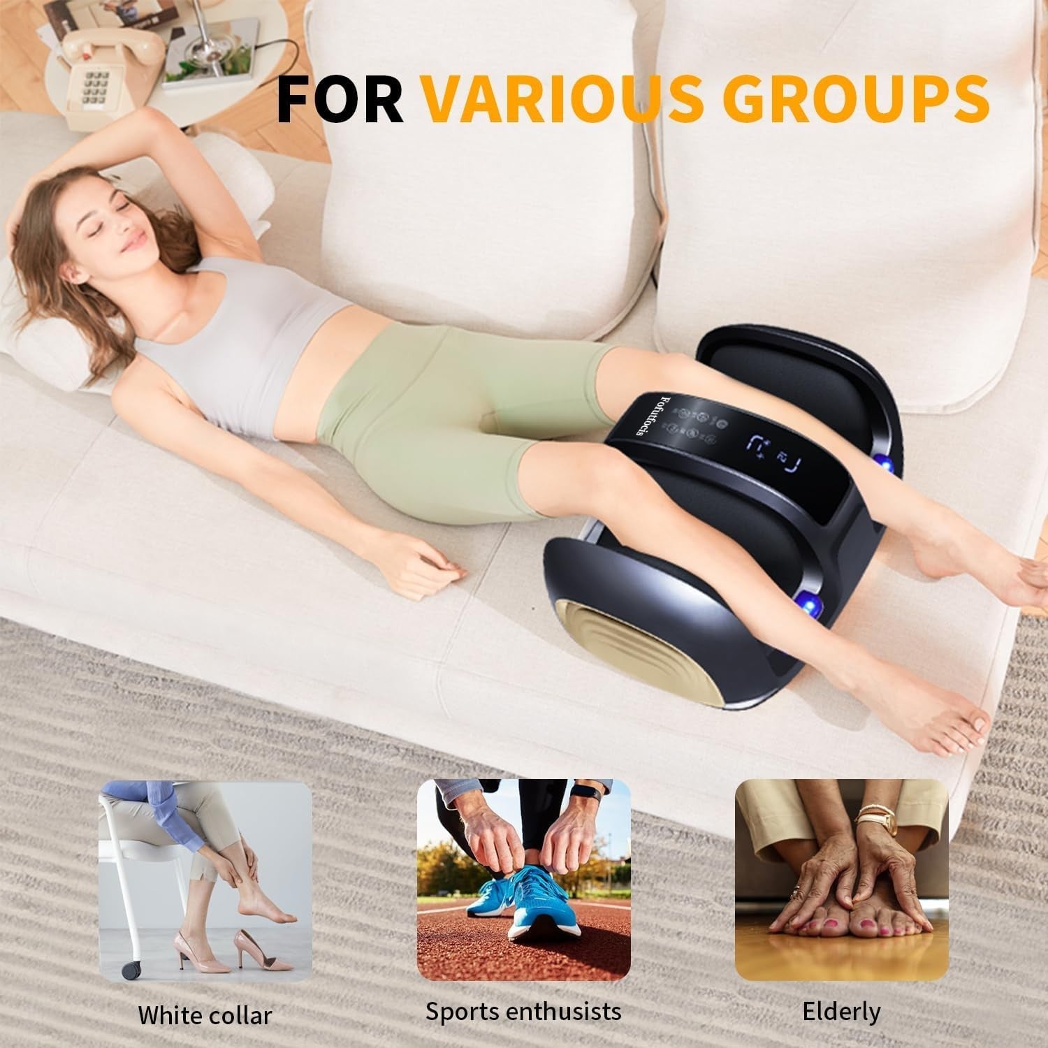 Foot Massager with Heat Kneading Vibration Air Compression for Pain Relief