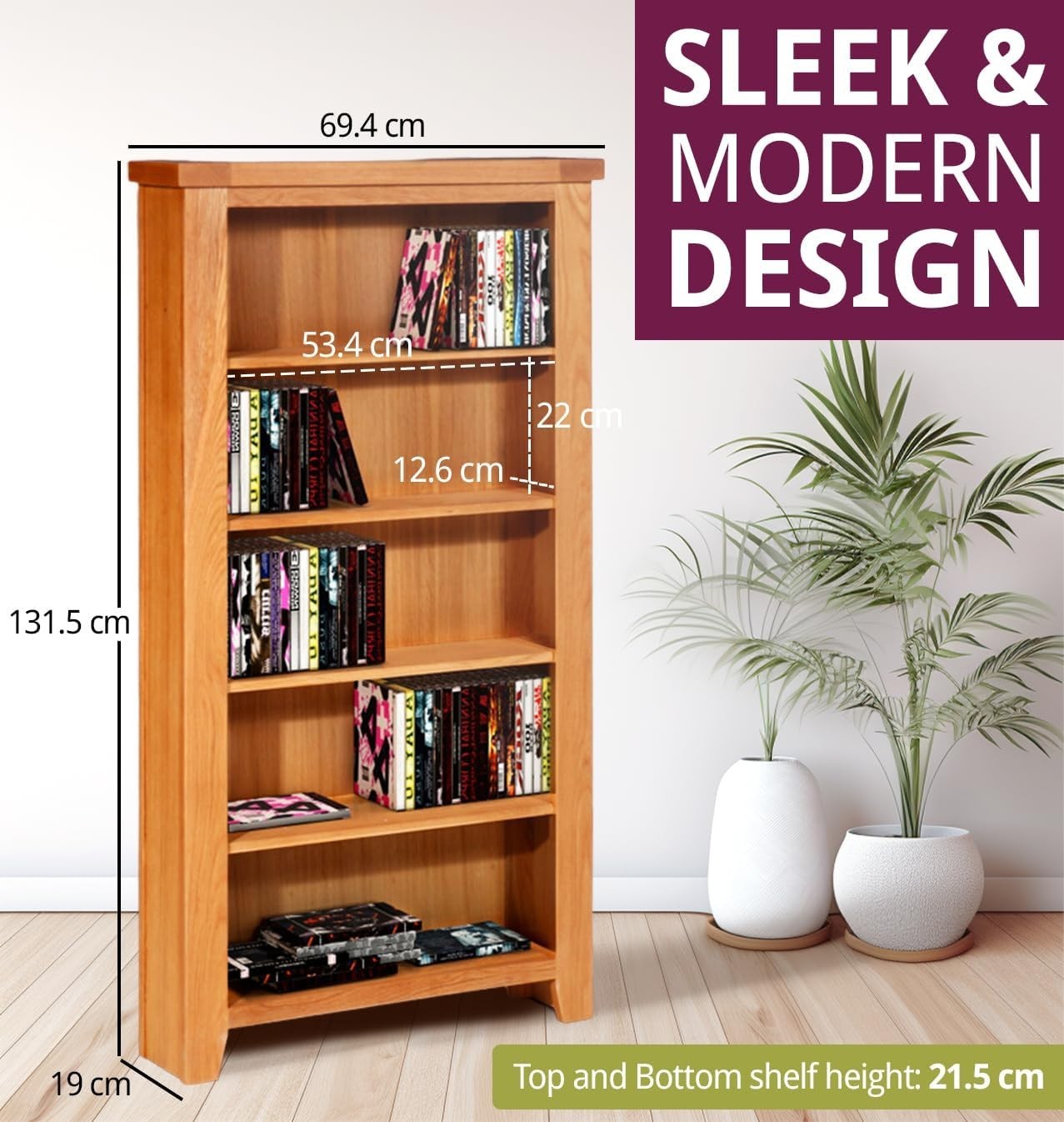 Solid Oak CD DVD Storage Unit 5 Tier Media Tower Holds 250 CDs