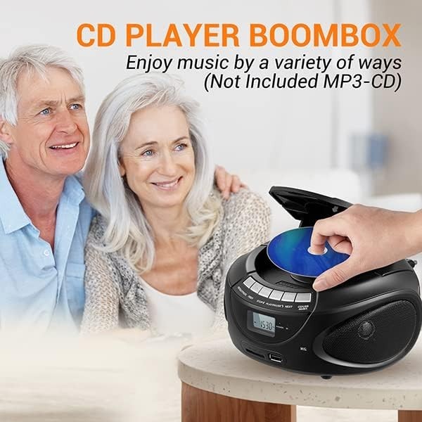 Portable CD Boombox with Bluetooth, AM/FM Radio, USB/SD & AUX
