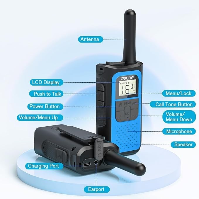Rechargeable Walkie Talkies 3 Pack Long Range 16CH VOX USB-C Radio