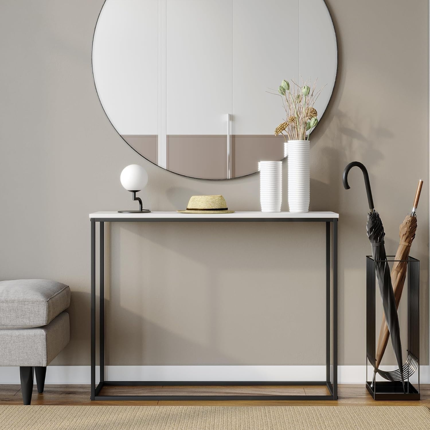 Wooden Hallway Console Table with Metal Legs – Modern Industrial Storage