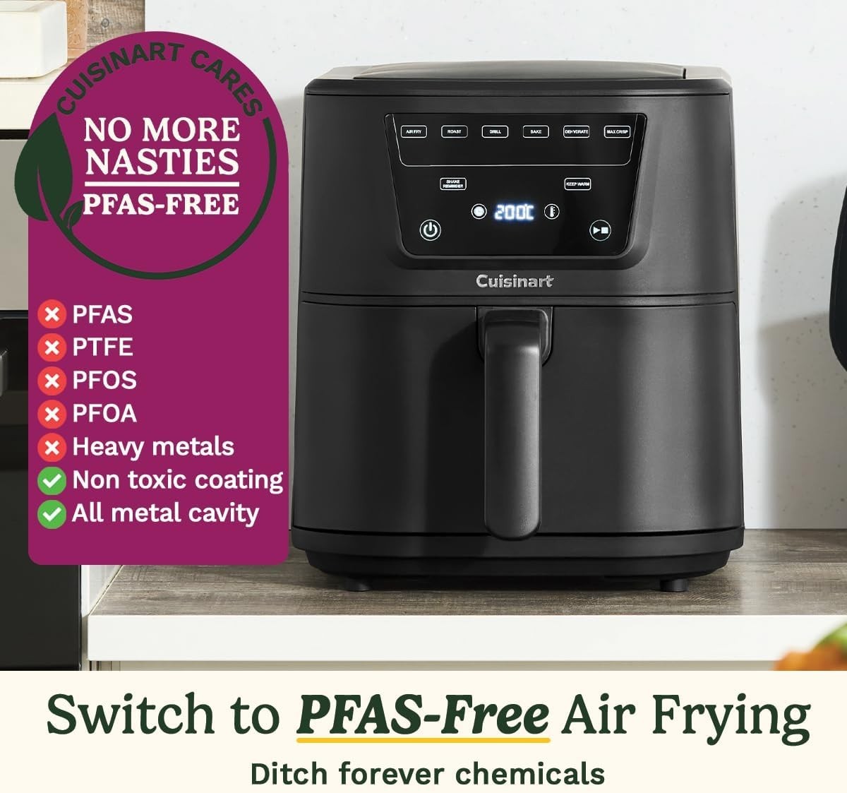 XL 7.6L Air Fryer PFAS Free 7 Functions Digital Touch Slim Dishwasher Safe