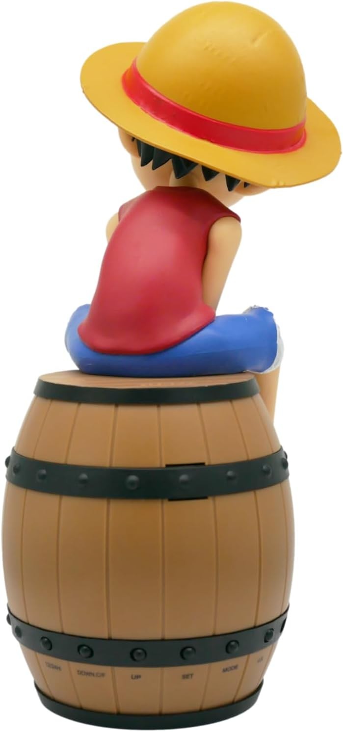 Anime Figure Alarm Clock Barrel Style Digital Desk Bedside Clock Brown
