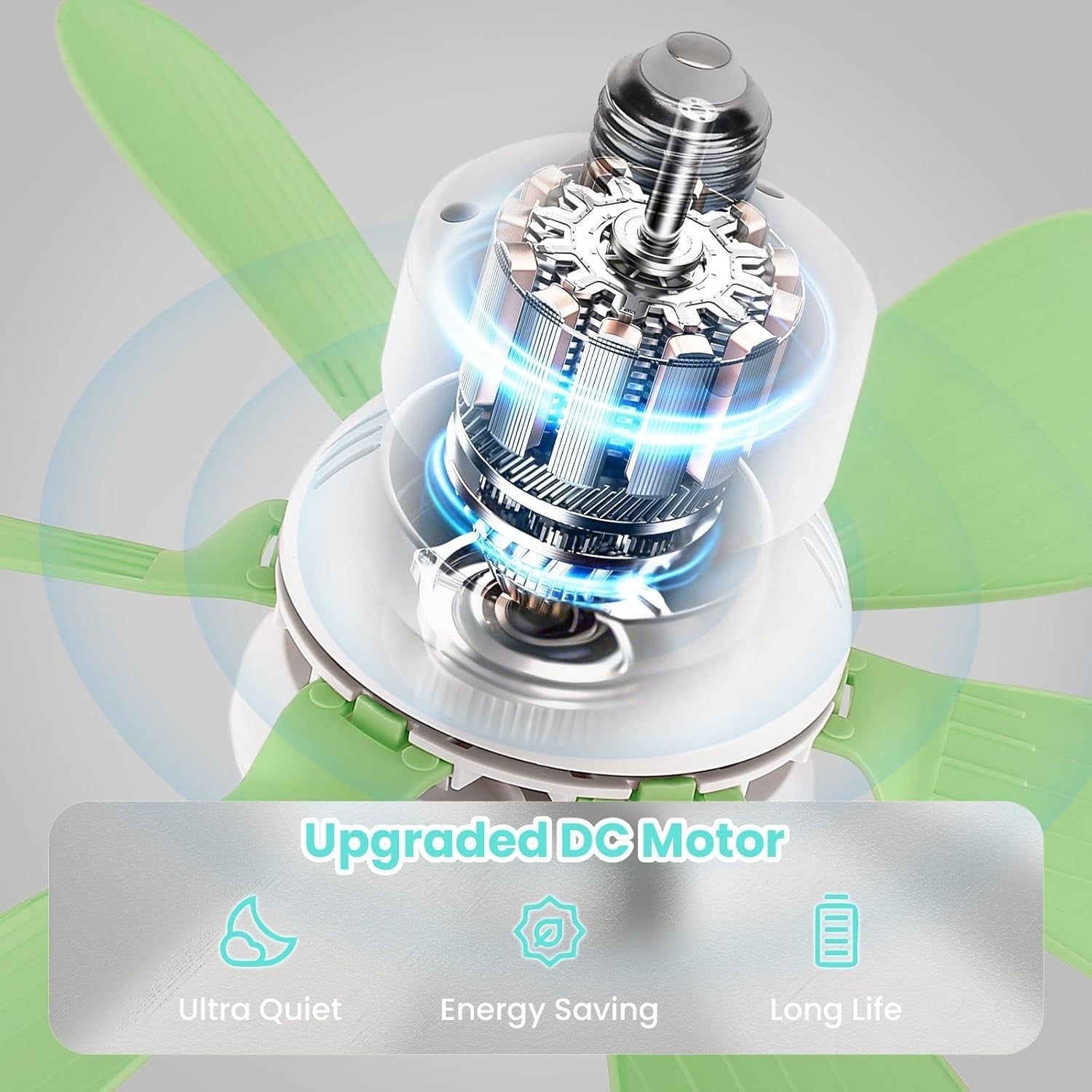 30W Ceiling Fan with Light, 6 Blades, 3 Speeds, Dimmable, Remote