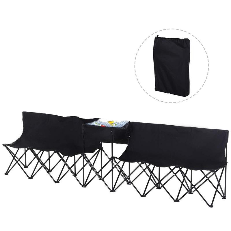 6 Seat Folding Camping Bench w/ Cooler Bag Carry Bag Sports Outdoor Picnic
