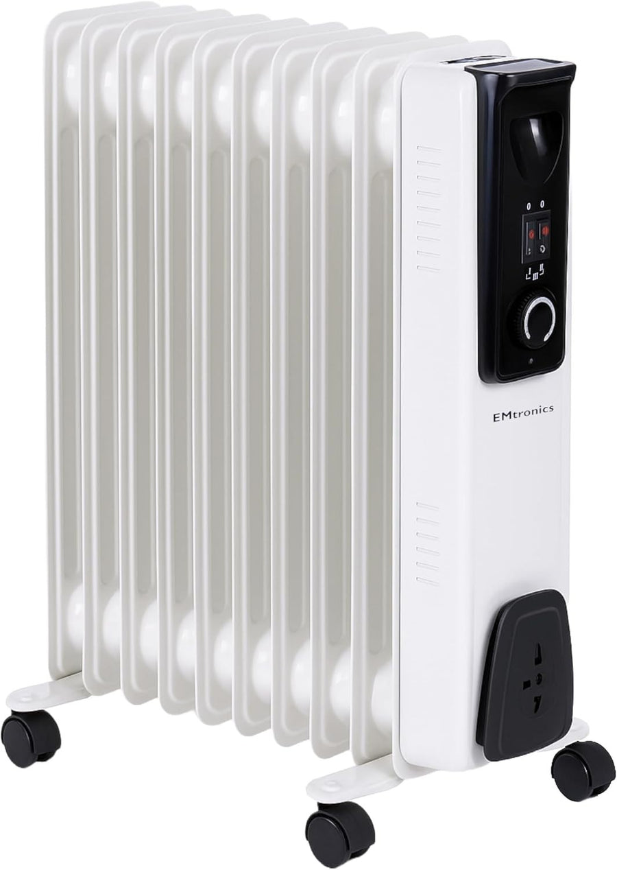 Portable 2500W Oil Filled Heater Radiator 11-Fin Adjustable Thermostat