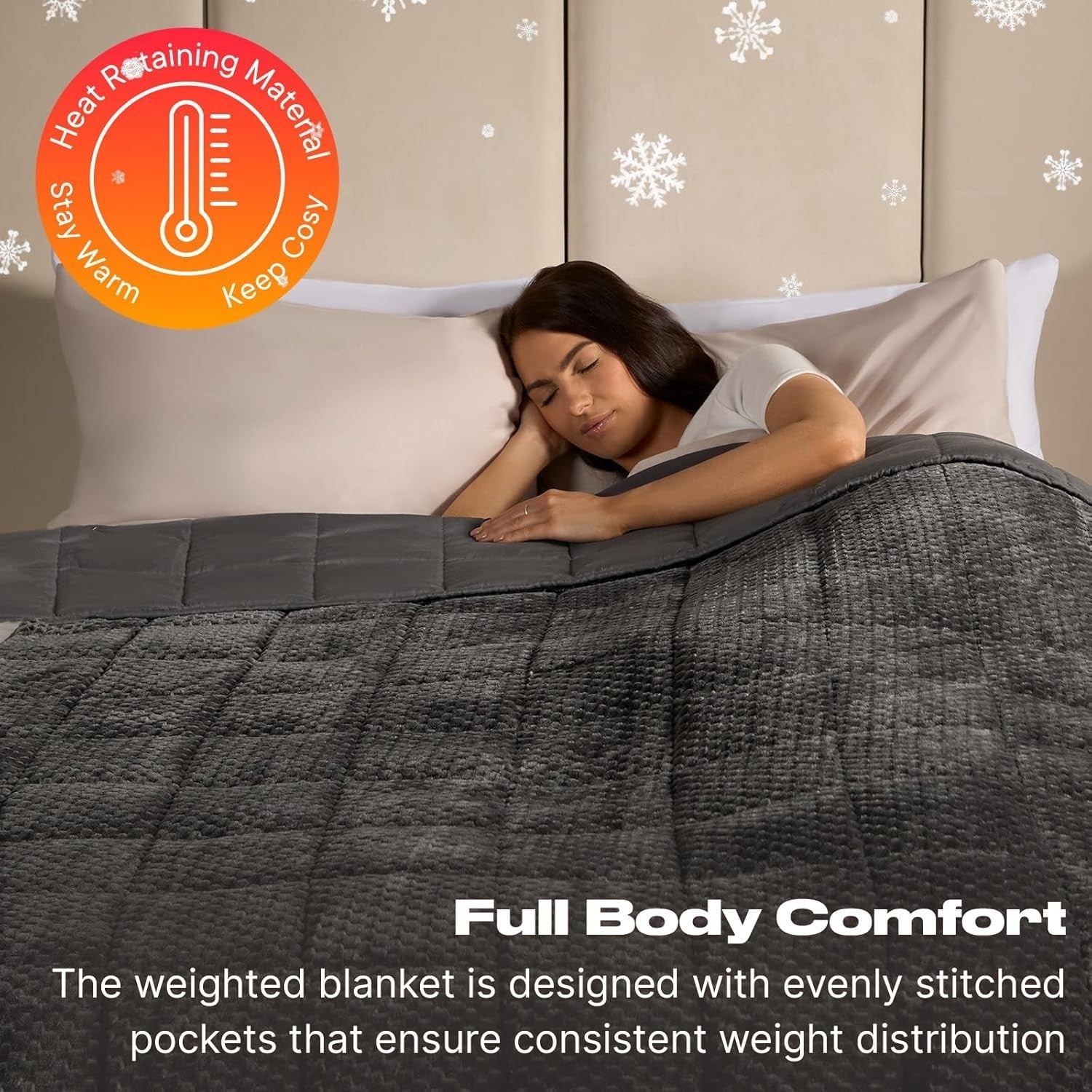 8kg Weighted Blanket 150x200cm Charcoal Waffle Fleece Double Bed Sleep Therapy
