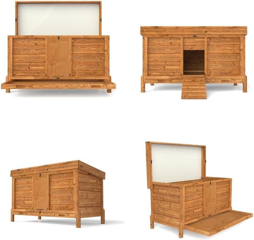 4ft Wooden Chicken Coop Outdoor Hen House Raised Secure 3–4 Birds