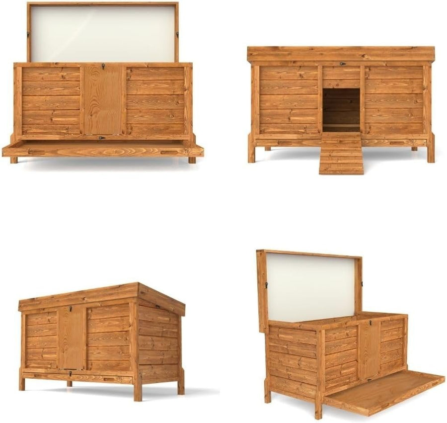 4ft Wooden Chicken Coop Outdoor Hen House Raised Secure 3–4 Birds