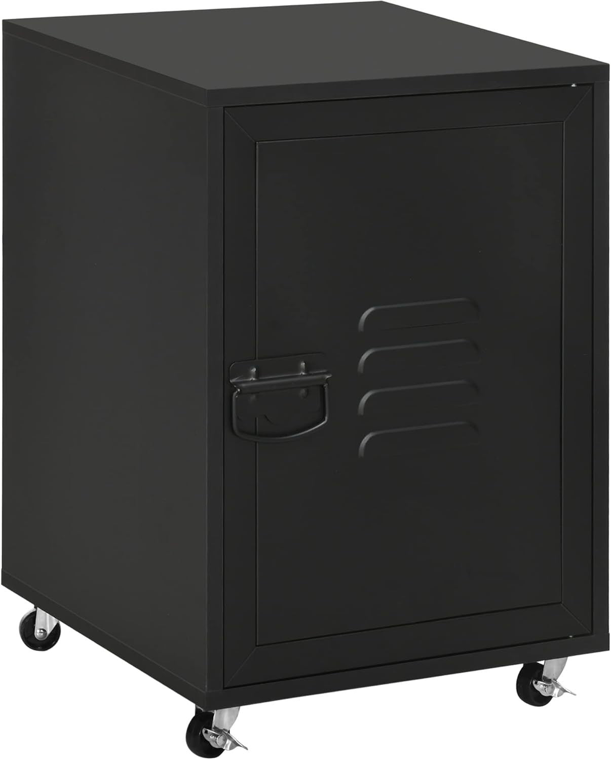 Black Rolling Filing Cabinet 55cm Metal Door Mobile Office Storage