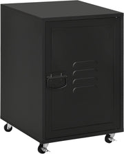 Black Rolling Filing Cabinet 55cm Metal Door Mobile Office Storage