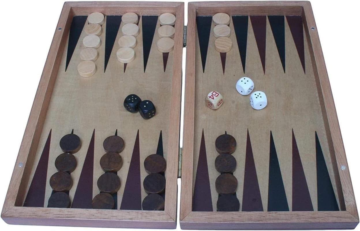 Wooden Backgammon Set Magnetic Folding Travel Pub Board Game Gift