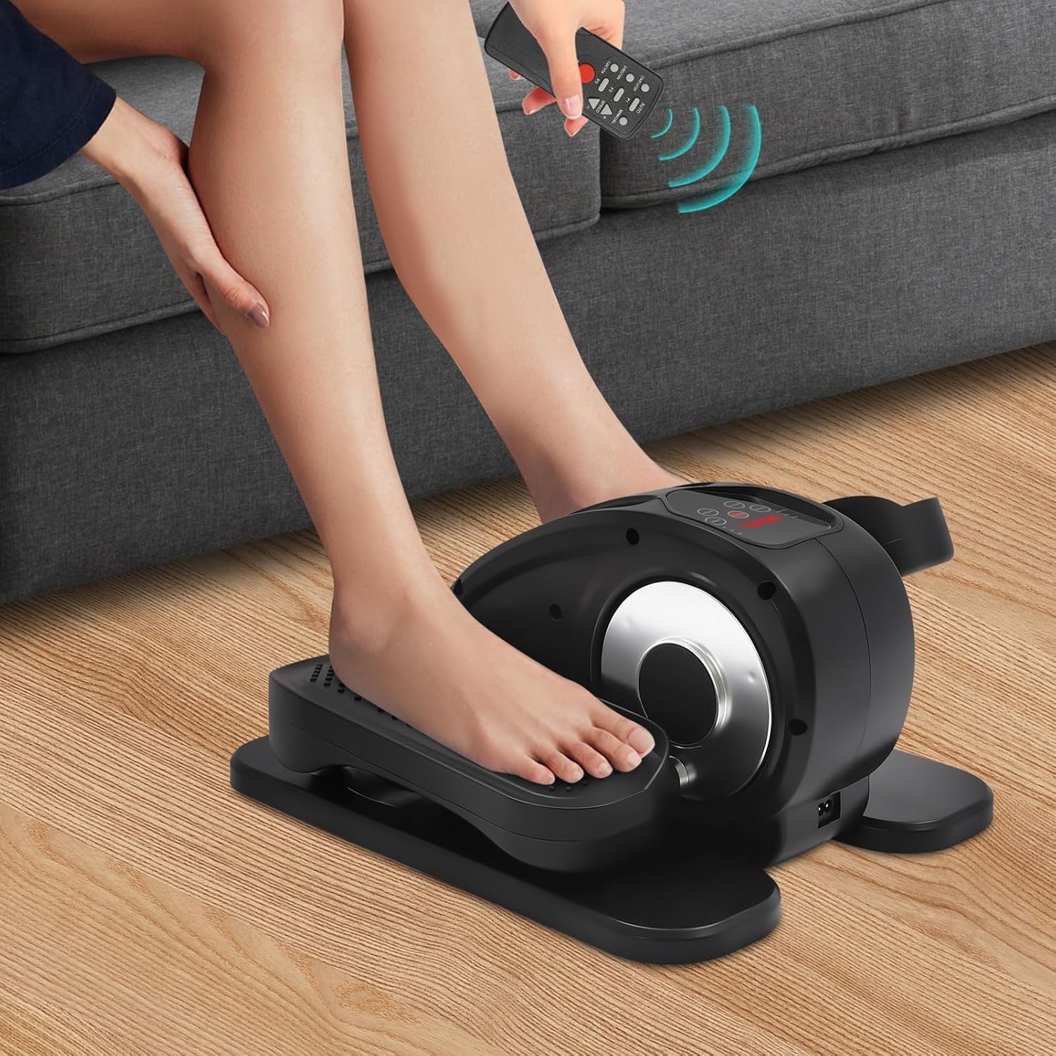 Under Desk Elliptical Machine Quiet Seated Pedal Exerciser Remote Control