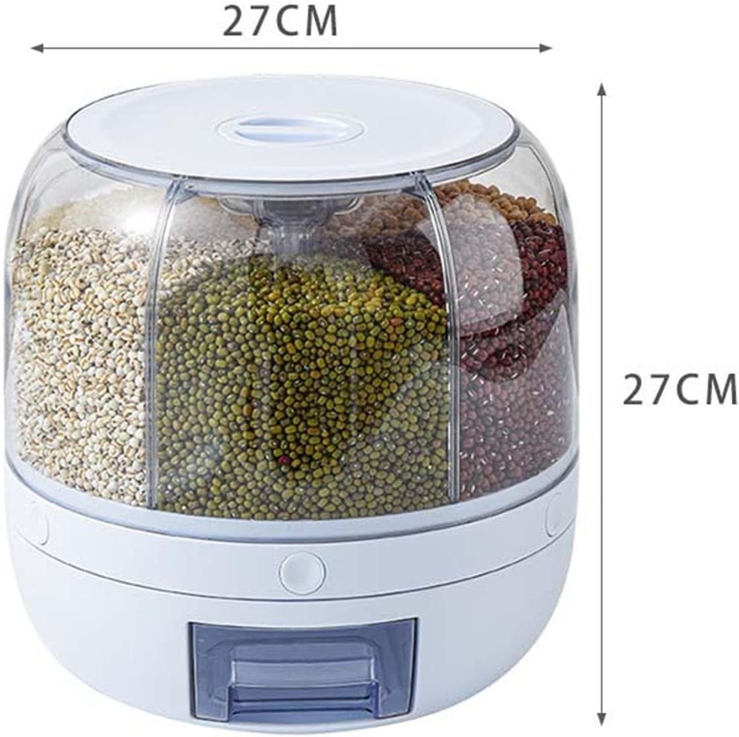 6 Grid 360° Rotating Rice Dispenser Airtight Big