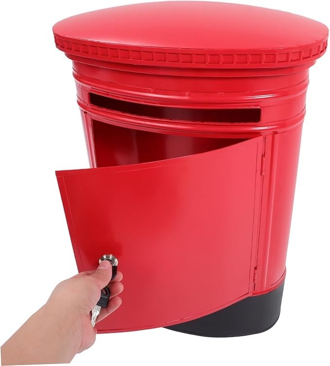 Vintage Red Wall Mount Mailbox Iron Post Box Outdoor Indoor Retro Letter Holder
