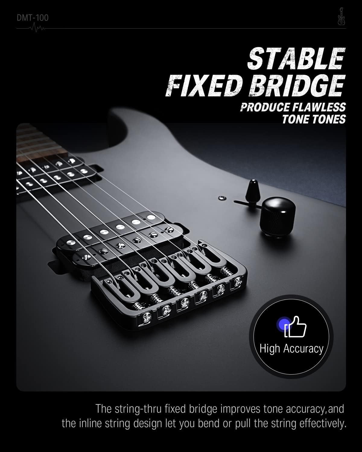 39in Solid Body Electric Guitar Kit H-H Pickups Black