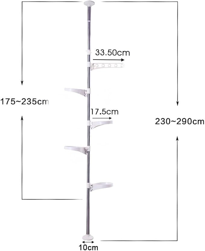 Adjustable 5 Tier Indoor Plant Stand Tension Pole Floor to Ceiling Rack Space