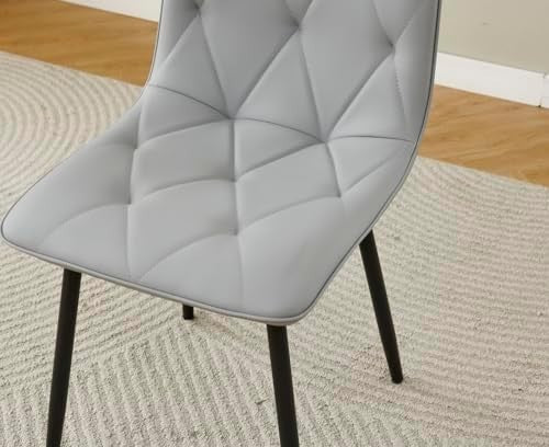 Modern 5-Piece Round Glass Dining Table Set with 4 Grey Chairs