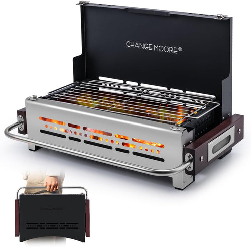 Stainless Steel Portable BBQ Grill – Folding Charcoal Barbecue Heat Resistant