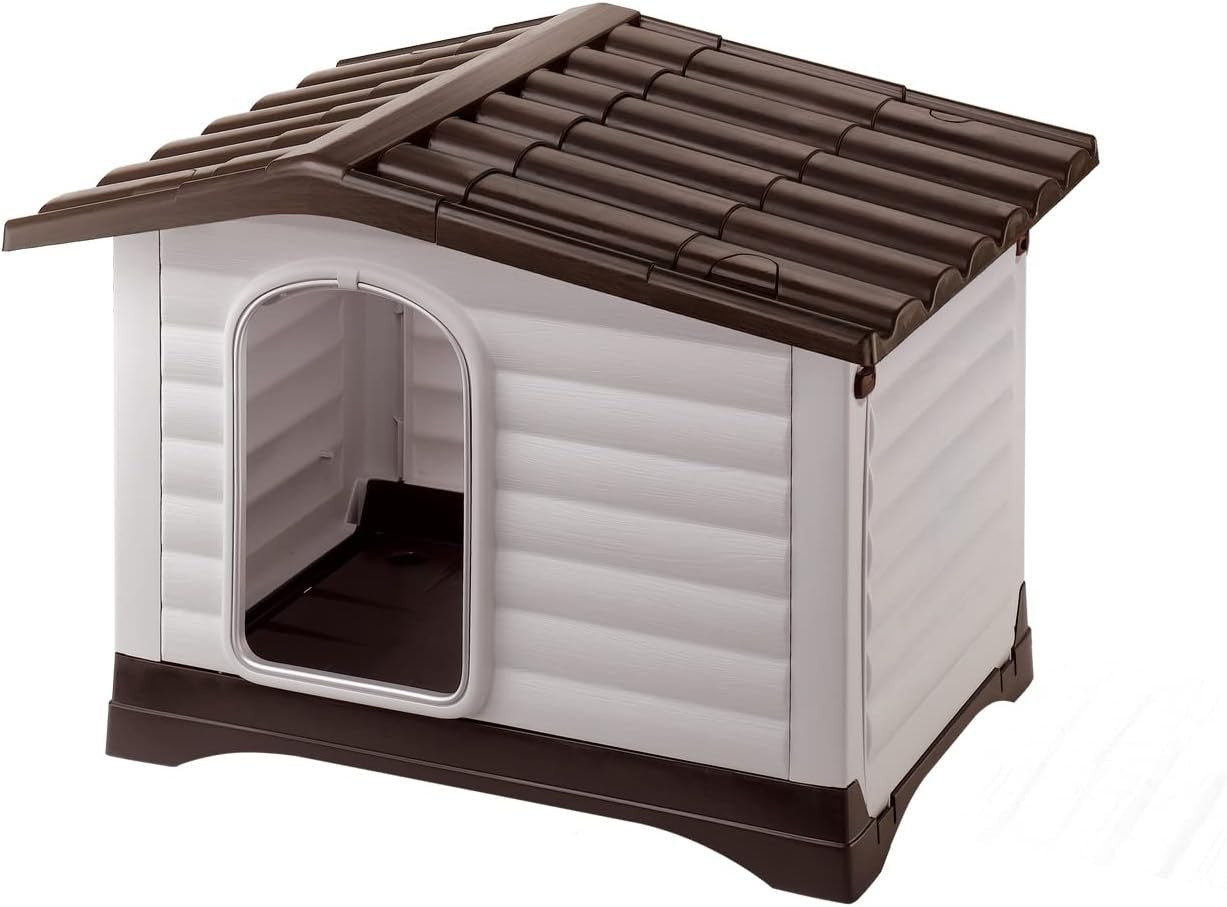 Weatherproof Medium Dog House with Opening Roof, Drainage & Aluminum Door